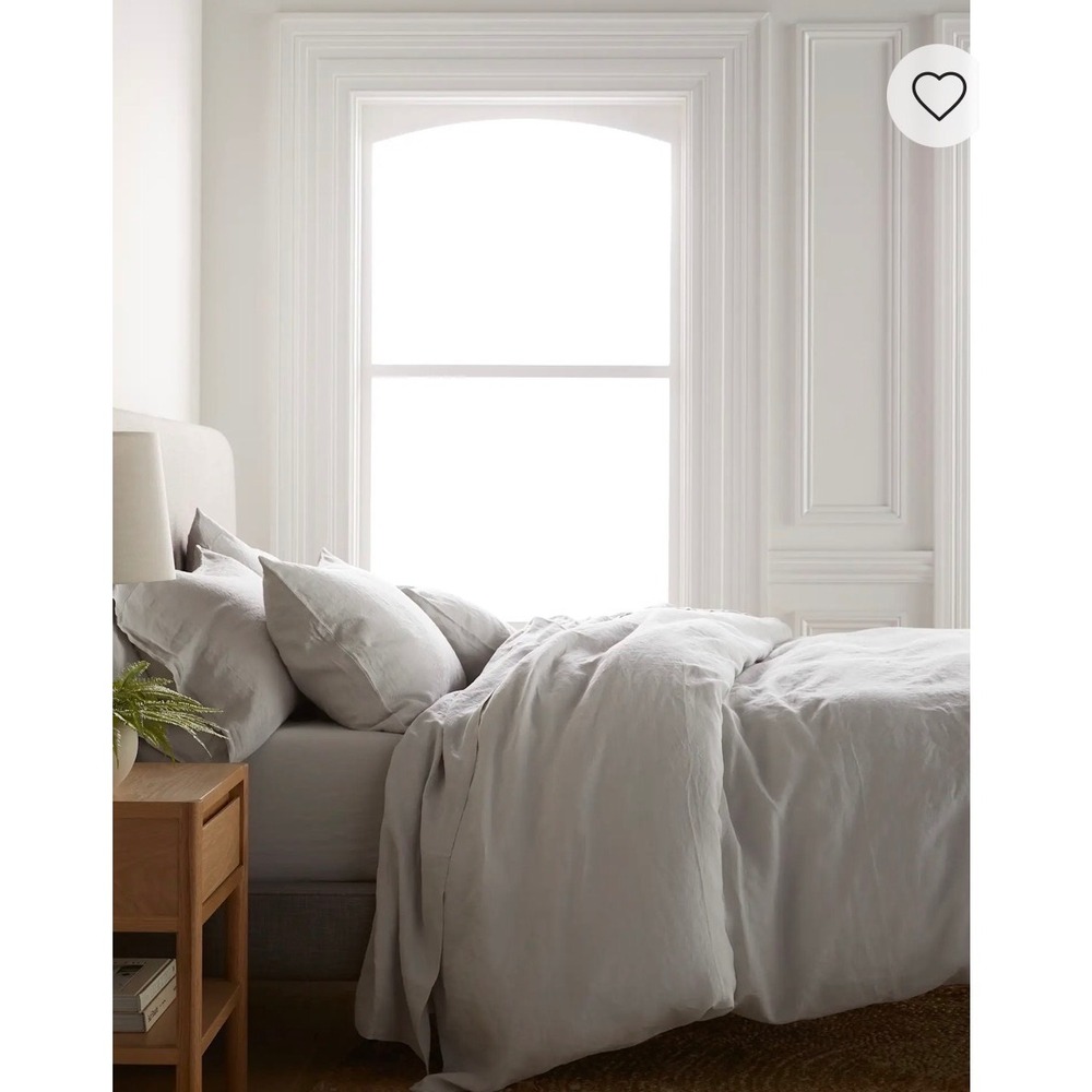 Quince European Linen Duvet Cover Full/Queen Light Grey New 100% Flax Linen